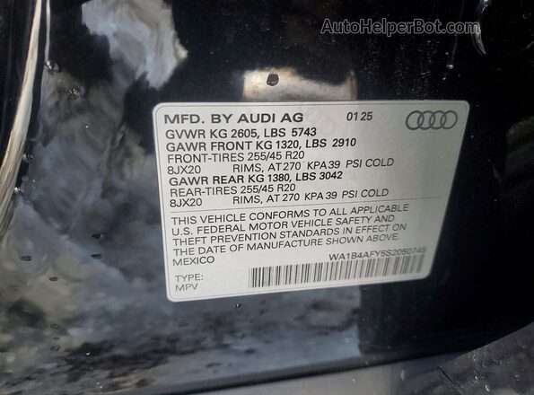 WA1B4AFY5S2050748 2025 AUDI SQ5 Black Widok wnętrza 360 stopni