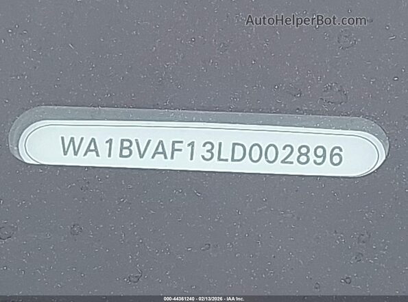 WA1BVAF13LD002896 2020 AUDI Q8 Black 