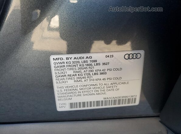 WA1CAAGE3RB013872 2024 AUDI Q8 Gray 