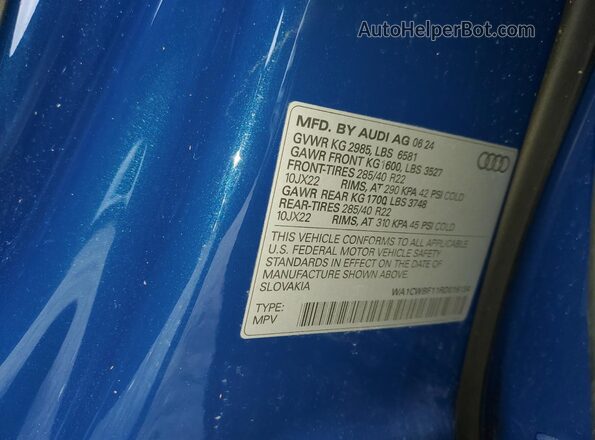 WA1CWBF11RD016134 2024 AUDI SQ8 Blue Widok naklejki z numerem VIN