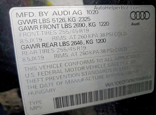 WA1DECF30M1046654 2021 AUDI Q3 Black 