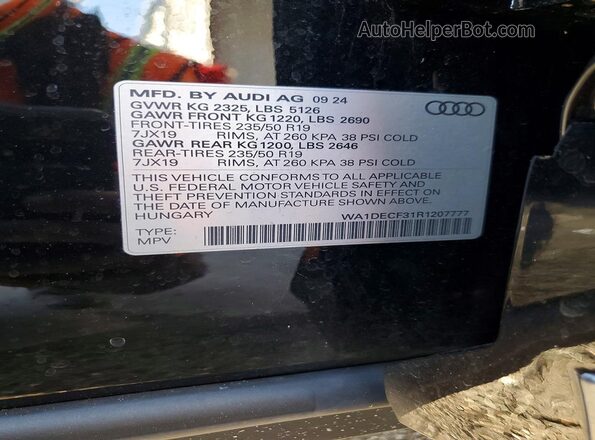 WA1DECF31R1207777 2024 AUDI Q3 Black Вид наклейки з VIN-кодом