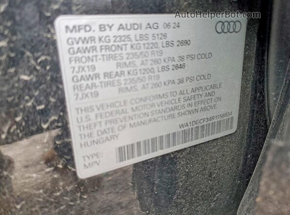 WA1DECF34R1158834 2024 AUDI Q3 Black Widok naklejki z numerem VIN