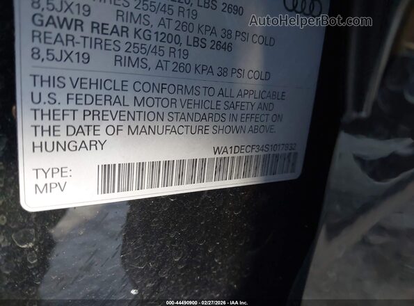 WA1DECF34S1017932 2025 AUDI Q3 Черный Вид подкапотного пространства