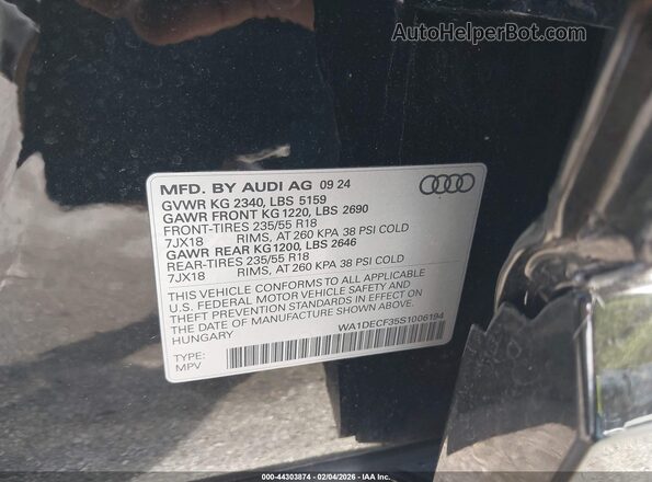 WA1DECF35S1006194 2025 AUDI Q3 Black 