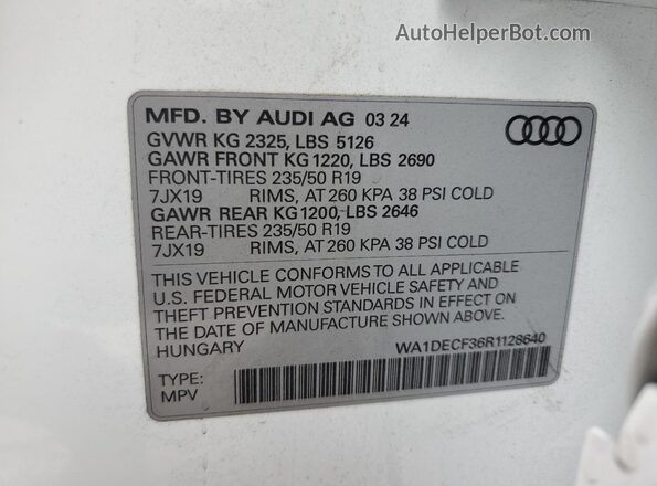WA1DECF36R1128640 2024 AUDI Q3 White Սալոնի 360 աստիճան տեսք