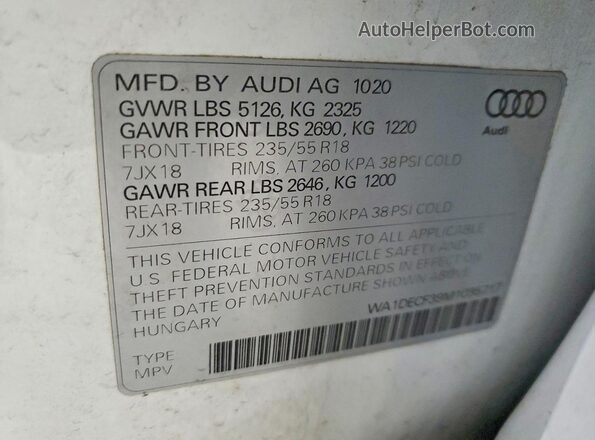 WA1DECF39M1035717 2021 AUDI Q3 White Widok wnętrza 360 stopni