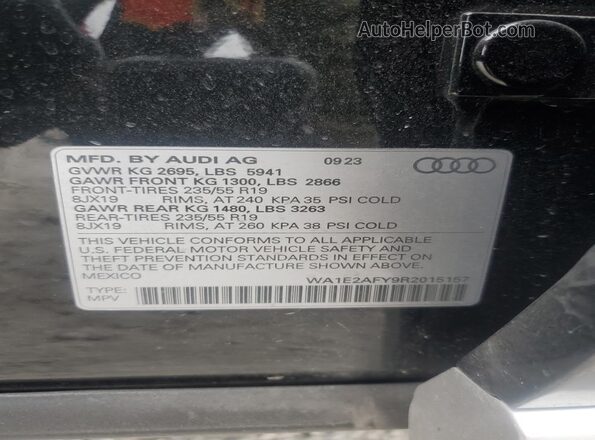 WA1E2AFY9R2015157 2024 AUDI Q5 Черный Панорамный вид салона 360°