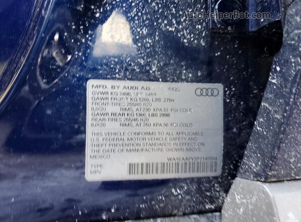 WA1EAAFY2P2140954 2023 AUDI Q5 Blue Вид підкапотного простору