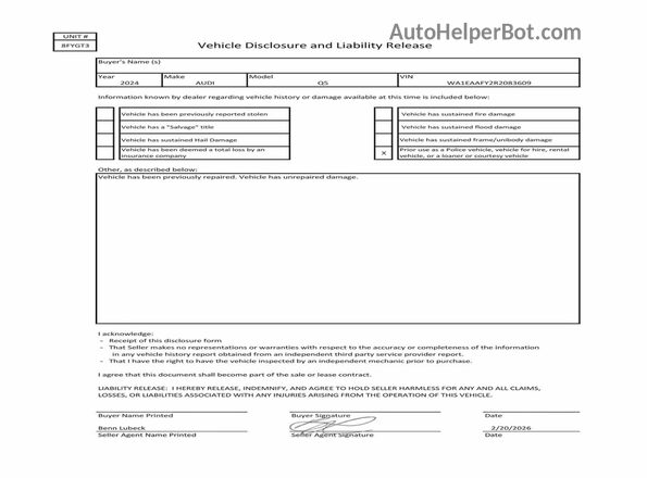 WA1EAAFY2R2083609 2024 AUDI Q5 White Rear seats view