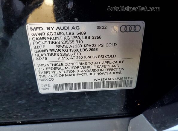 WA1EAAFY5P2018136 2023 AUDI Q5 Черный 