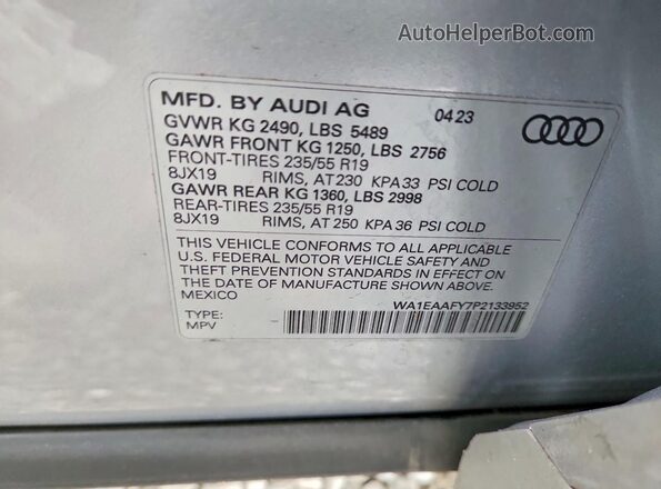 WA1EAAFY7P2133952 2023 AUDI Q5 Gray 