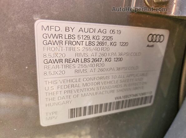 WA1EECF34K1065113 2019 AUDI Q3 Gray 