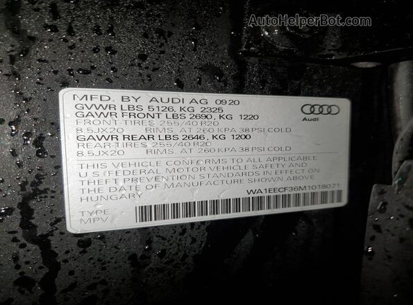 WA1EECF36M1018071 2021 AUDI Q3 Black 