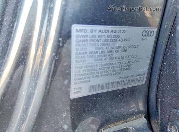WA1EVAF15LD016893 2020 AUDI Q8 Gray 