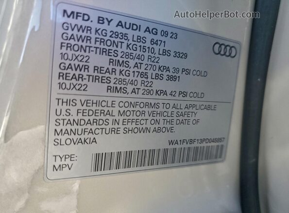WA1FVBF13PD045857 2023 AUDI Q8 Gray 