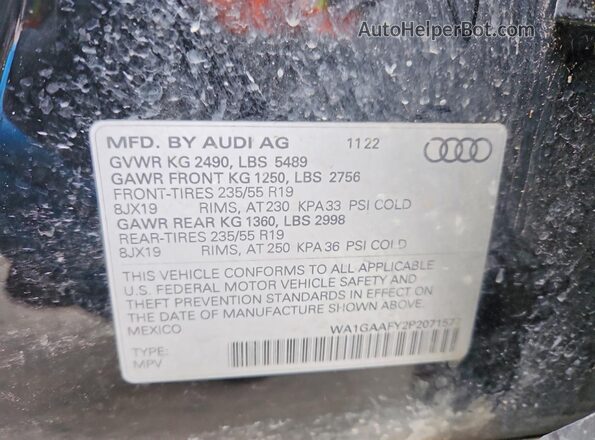 WA1GAAFY2P2071577 2023 AUDI Q5 Black ძრავის განყოფილების ხედი
