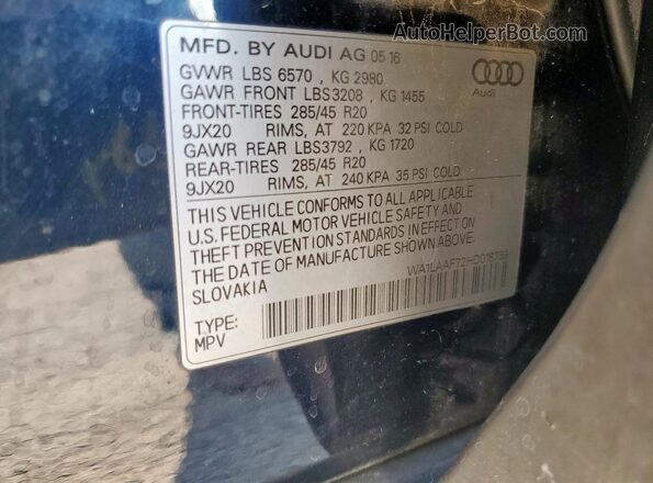 WA1LAAF72HD018759 2017 AUDI Q7 Blue Widok naklejki z numerem VIN
