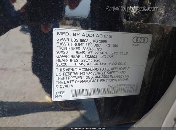 WA1LAAF79HD024249 2017 AUDI Q7 Black 