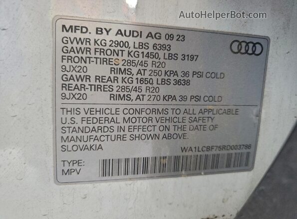 WA1LCBF75RD003786 2024 AUDI Q7 Белый Вид наклейки с VIN-кодом