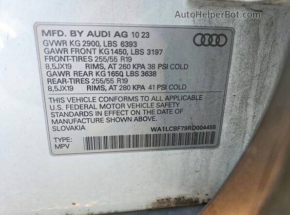 WA1LCBF79RD004455 2024 AUDI Q7 White Widok naklejki z numerem VIN