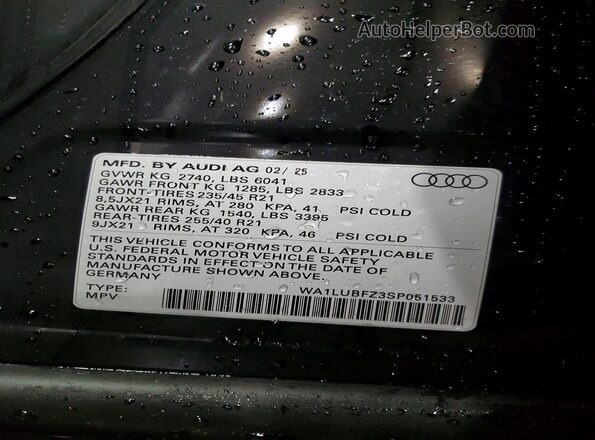 WA1LUBFZ3SP051533 2025 AUDI Q4 Black 