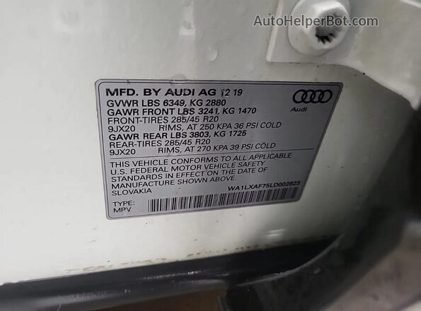 WA1LXAF75LD002823 2020 AUDI Q7 White Հետևի նստատեղերի տեսք