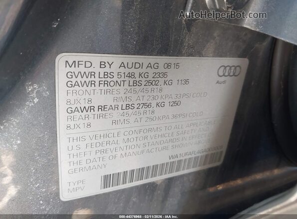 WA1UFAFL4GA008009 2016 AUDI ALLROAD Gray Вид підкапотного простору