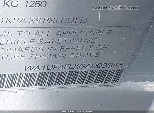 WA1UFAFLXGA003946 2016 AUDI ALLROAD Silver Вид підкапотного простору