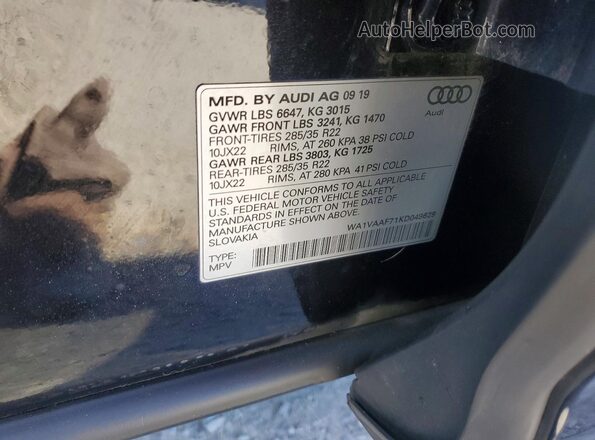 WA1VAAF71KD049629 2019 AUDI Q7 Черный 