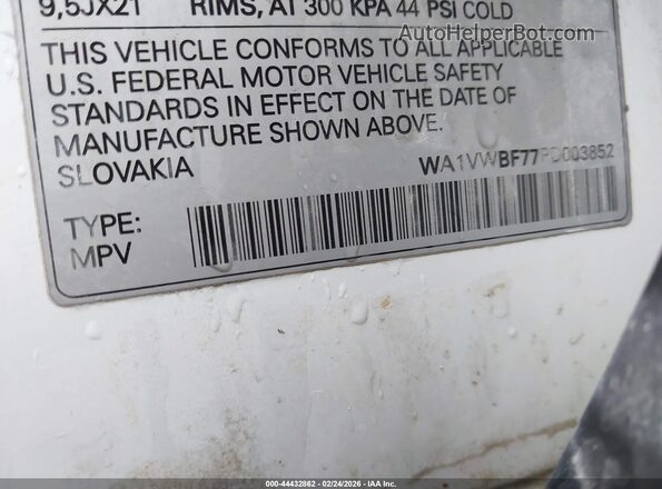 WA1VWBF77PD003852 2023 AUDI SQ7 Белый Вид подкапотного пространства