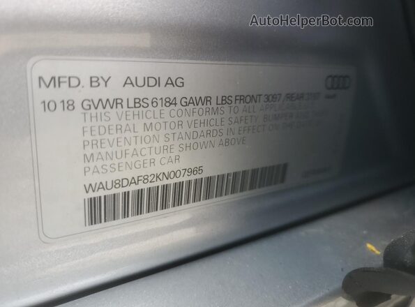 WAU8DAF82KN007965 2019 AUDI OTHER Серебряный 