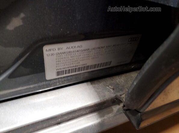 WAU8DAF88MN011893 2021 AUDI OTHER Gray VIN კოდის სტიკერის ხედი
