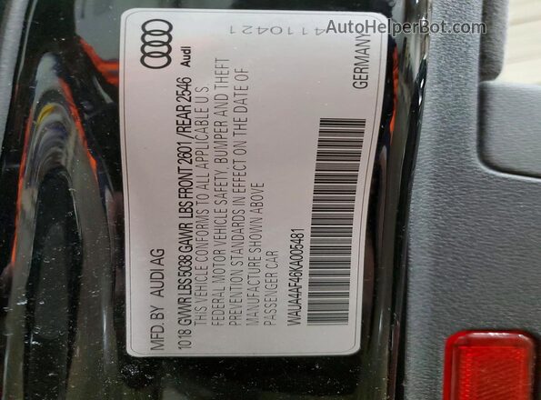 WAUA4AF46KA005481 2019 AUDI S4 Black Vista del compartimento del motor