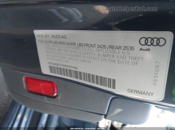 WAUABAF43MN007464 2021 AUDI OTHER Gray 