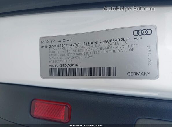 WAUANCF5XKA064163 2019 AUDI OTHER White Widok komory silnika