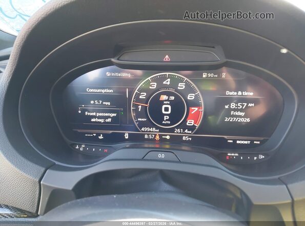 WAUB1GFF8KA122089 2019 AUDI S3 Gray უკანა სავარძლების ხედი