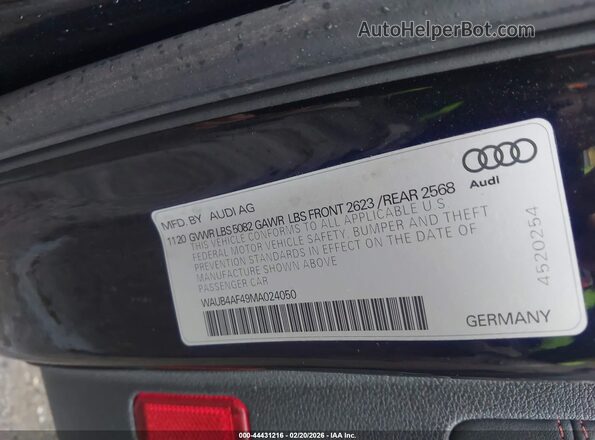WAUB4AF49MA024050 2021 AUDI S4 Черный Вид подкапотного пространства