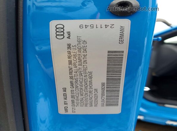 WAUB4CF56MA062968 2021 AUDI S5 Blue Вид підкапотного простору