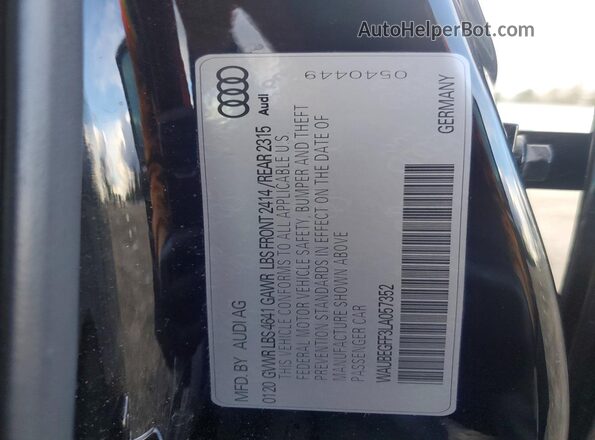 WAUBEGFF3LA057352 2020 AUDI OTHER Black ძრავის განყოფილების ხედი