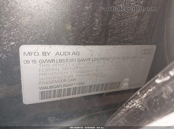 WAUBGAFL6GA011369 2016 AUDI S4 Gray Engine compartment view