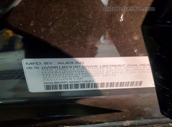 WAUBGAFLXGA010581 2016 AUDI S4 Black Շարժիչի բաժամունքի տեսք
