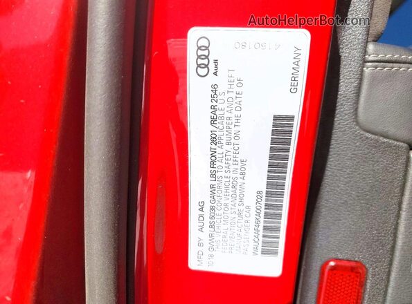 WAUC4AF46KA007028 2019 AUDI S4 Красный Вид подкапотного пространства