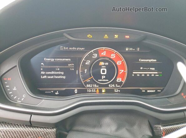 WAUC4CF52JA053197 2018 AUDI S5 Maroon Widok zestawu wskaźników