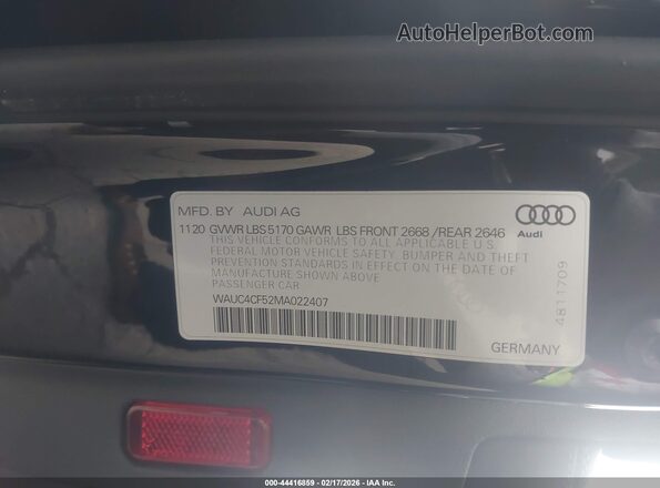 WAUC4CF52MA022407 2021 AUDI S5 Black Вид підкапотного простору