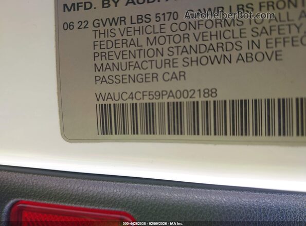 WAUC4CF59PA002188 2023 AUDI S5 White ძრავის განყოფილების ხედი
