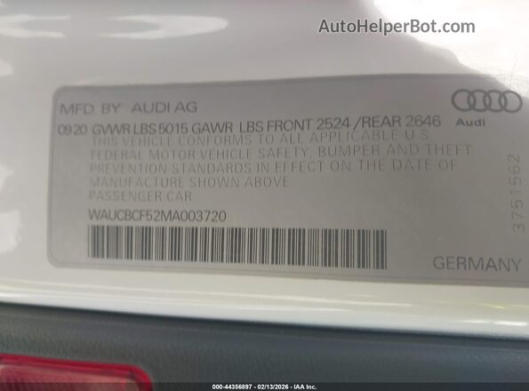 WAUCBCF52MA003720 2021 AUDI OTHER White 