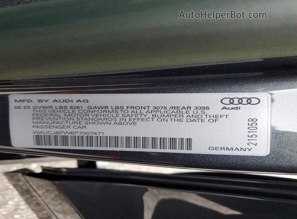 WAUCJBFW6P7007471 2023 AUDI E-TRON Charcoal VIN կոդի պիտակի տեսք
