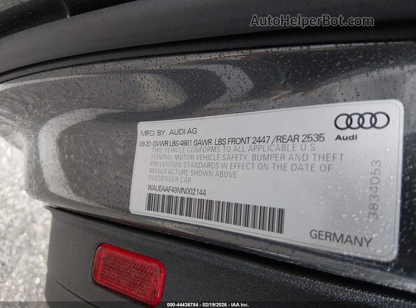WAUEAAF49MN002144 2021 AUDI OTHER Gray Вид підкапотного простору