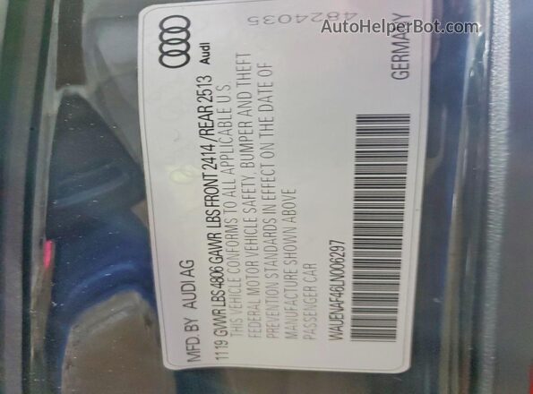 WAUENAF46LN006297 2020 AUDI OTHER Черный Вид подкапотного пространства